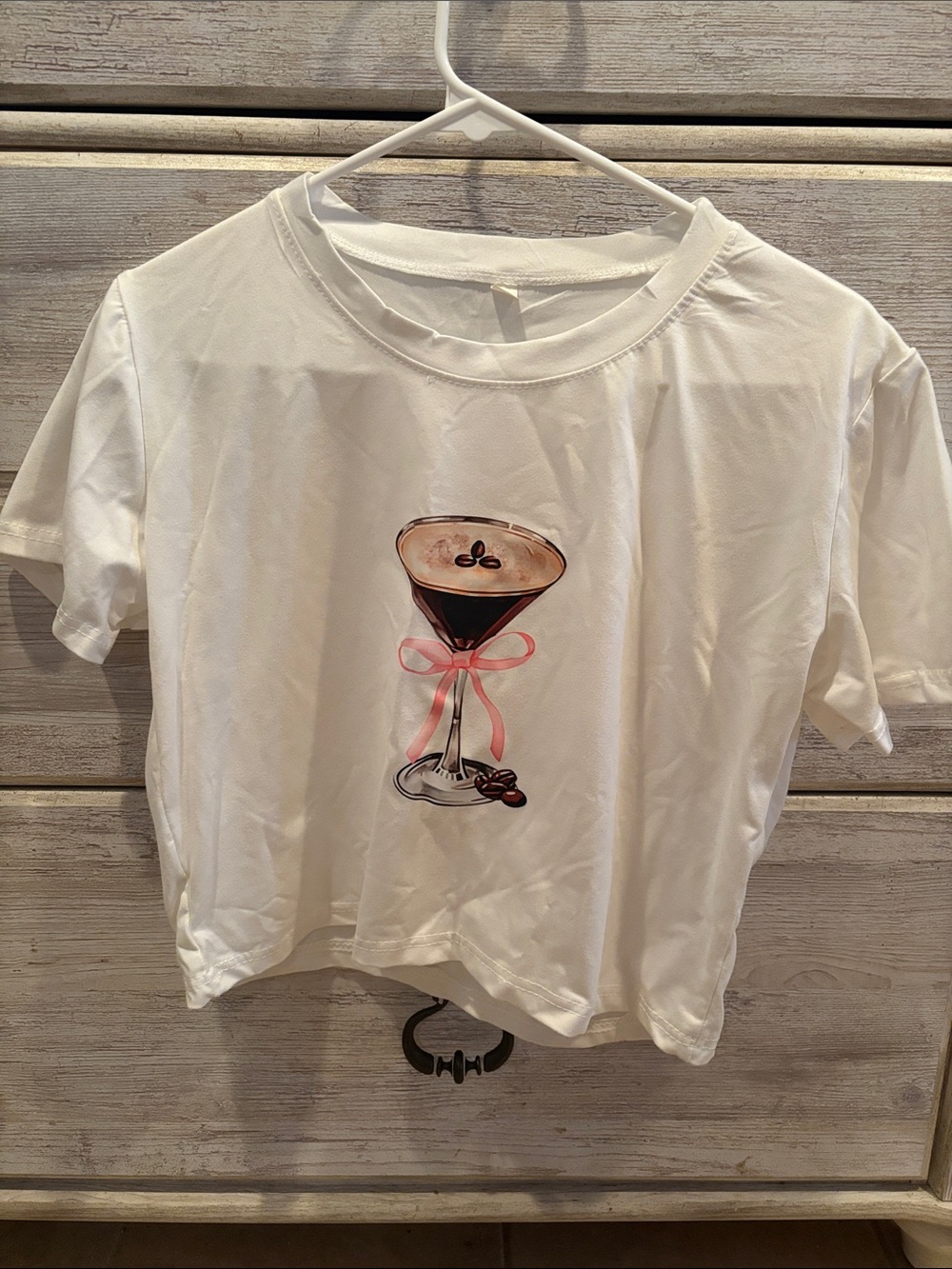 Cocktail Graphic Tee with Pink Bow